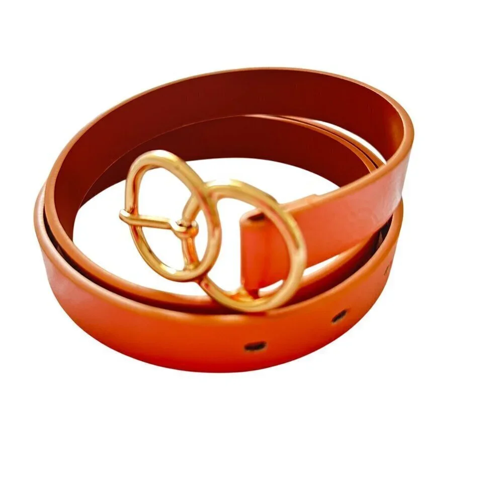 Skinny Belt Double Gold Buckle Women Size S Adjustable Georgia Peach A New Day